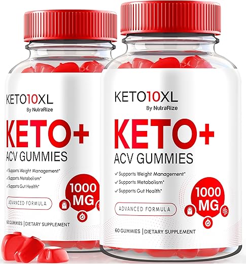 NutraRize - (2 Pacotes) Gomas Keto10XL ACV, Oficial Keto10XL Keto ACV, Vinagre de Maçã Natural 1000MG, Máxima Potência Keto10 com Vitaminas B, Gomitas Keto 10 XL