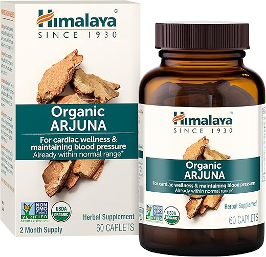 Orgânico Arjuna Suplemento Herbal, Suporte Cardiovascular, Manutenção da Pressão Arterial, Saúde do Coração, Certificado Orgânico pelo USDA, Não-OGM, Vegano, 700 mg, 60 Cápsulas Vegetais - Himalaya