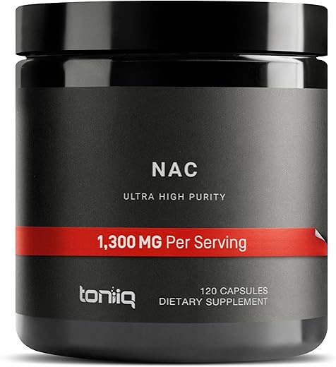 1300mg NAC – Suprimento de 2 Meses – Pureza Testada Mín. 98%% – Suplemento de Cisteína NAC de Alta Potência e Bioacessível – 120 Cápsulas Vegetarianas de N Acetil Cisteína – Testado em Laboratório TQ - Toniiq