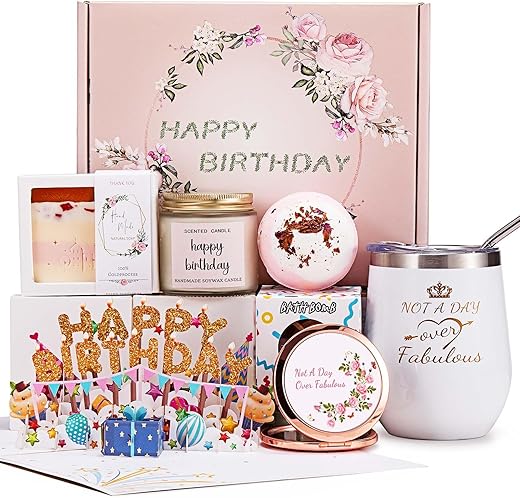 Uwingess - Presentes de Aniversário para Mulheres, Conjunto de Banho Relaxante Spa Feliz Ideias de Cestas de Presente para Ela, Mãe, Irmã, Amigas, Colega de Trabalho, Esposa, Namorada, Filha, Presentes Únicos para Mulheres que Possuem