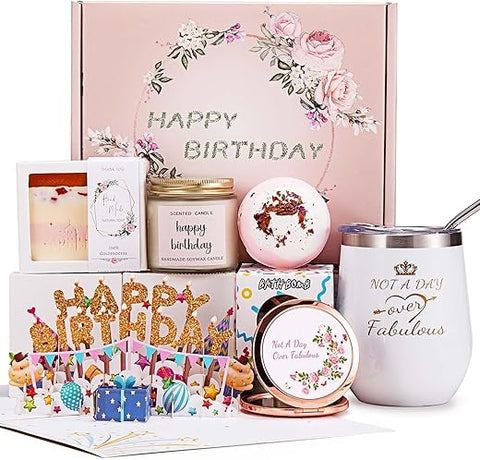Uwingess - Presentes de Aniversário para Mulheres, Conjunto de Banho Relaxante Spa Feliz Ideias de Cestas de Presente para Ela, Mãe, Irmã, Amigas, Colega de Trabalho, Esposa, Namorada, Filha, Presentes Únicos para Mulheres que Possuem