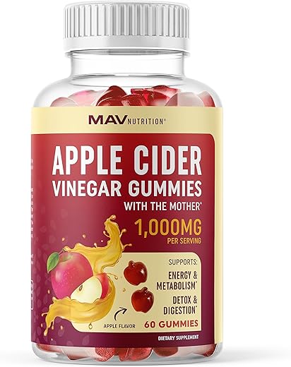 MAV NUTRITION - Gomas de Vinagre de Maçã Orgânico para Peso, Digestão, Desintoxicação e Imunidade