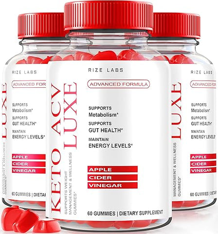rize labs - (3 Pacotes) Gomas Keto Luxe ACV – Gomas Keto ACV Luxe para Homens e Mulheres – Máxima Força – Avançada Perda de Peso – Gomas Keto ACV – Gomas Keto ACV Luxe Gummy AVC Plus – Gomitas Keto