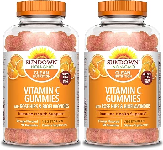 Nature's Bounty - Nature’s Bounty Sundown Gomas de Vitamina C com Rosa Mosqueta e Bioflavonoides Cítricos, Sabor Laranja, 90 Unidades (Pacote com 2)