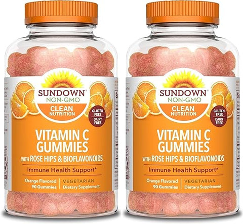 Nature's Bounty - Nature’s Bounty Sundown Gomas de Vitamina C com Rosa Mosqueta e Bioflavonoides Cítricos, Sabor Laranja, 90 Unidades (Pacote com 2)