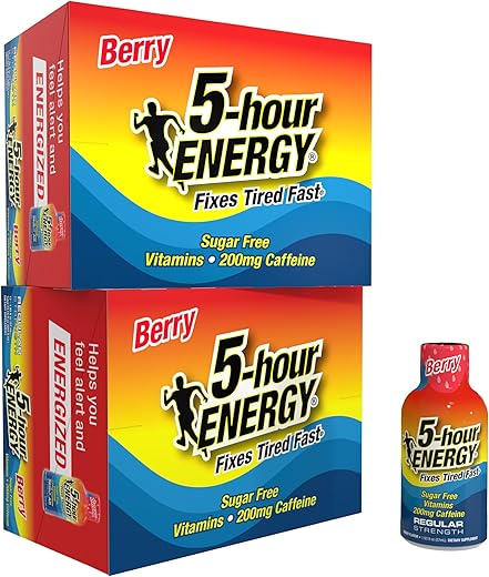 Tiro de Energia Regular, Sabor de Frutas Vermelhas, Zero Calorias – 30ml - 5-hour ENERGY