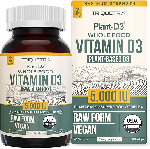 Triquetra Health - Vitamina D3 Orgânica 5.000 UI – Alimento Integral 100%