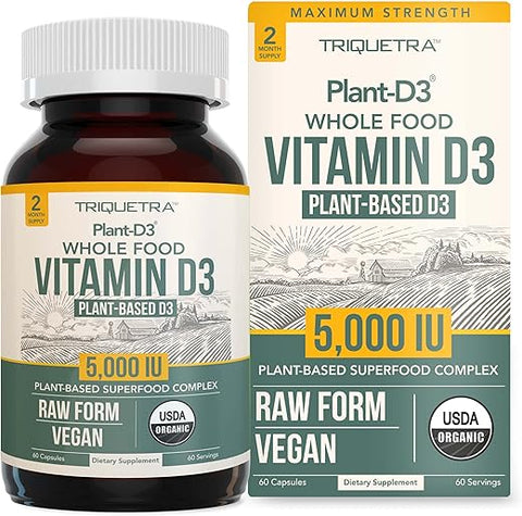 Triquetra Health - Vitamina D3 Orgânica 5.000 UI – Alimento Integral 100%