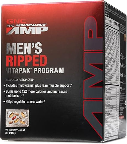 Pro Performance AMP Programa Vitapak Ripped para Homens, 30 paks – Marca GNC - GNC