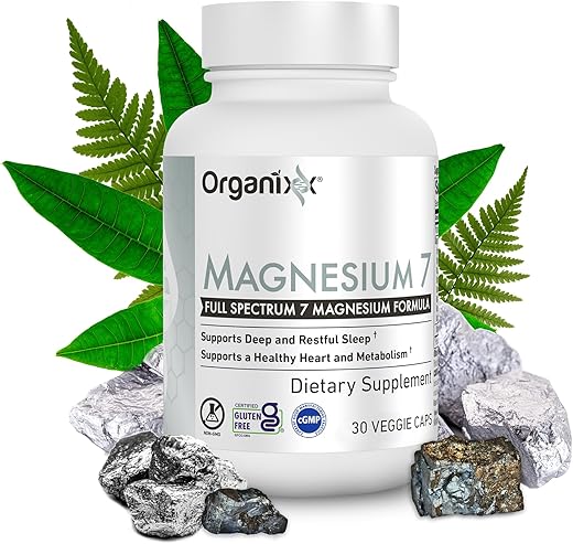 Cápsulas de Magnésio Natural para Suporte ao Sono e Recuperação Muscular, com Vitamina B6 e Citrato e Glicinato de Manganês, Alta Absorção, Vegano, Não - Organixx