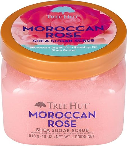 Scrub de Açúcar de Shea Marroquina, 18oz (532ml), Esfoliante e Hidratante Ultra Nutritivo para Cuidados Essenciais do Corpo (Pacote com 3) - Tree Hut