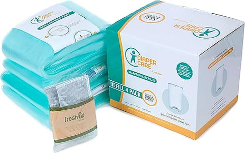 jasclair - 4 Pacote de Forros de Reposição para Fraldas – Compatíveis com o Balde Dekor CLASSIC Tamanho Regular – Forros Descartáveis para Balde de Fraldas Suportam até 2000 Fraldas – Refis Perfumados para Bebês com Carvão Ativado