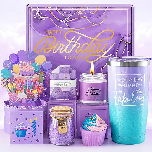 ITABLETAS - Presentes de Aniversário para Mulheres – Conjunto de Banho Feliz Aniversário, Cesta de Presente Única de Spa para Mãe, Irmã, Melhor Amiga, Ela, Esposa, Amigas Femininas, 30 anos, 50 anos, 60 anos, Presentes para Mulheres que