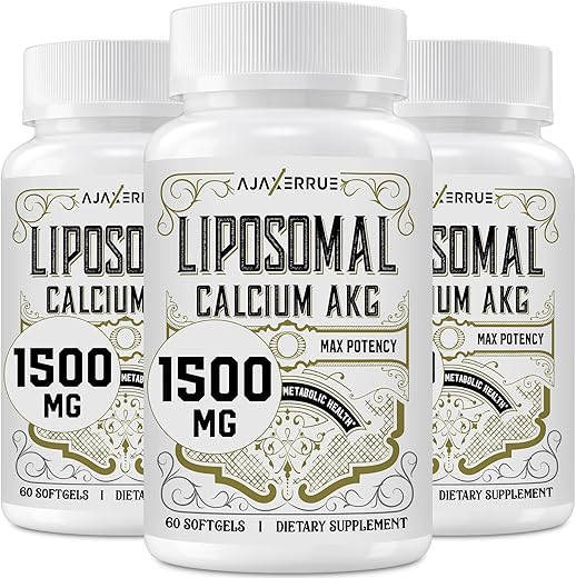 AJAXERRUE - Suplemento de Cálcio Lipossomal AKG 1500 MG (Ácido Alfa-Cetoglutárico), Alta Absorção, Mais Eficaz que AAKG, Ca AKG para Longevidade, Defesa contra o Envelhecimento, Energia Celular, Metabolismo – Marca Liposomal Calcium AKG