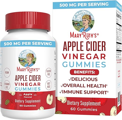 Gomas de Vinagre de Maçã | Gomas de ACV para Suporte Imunológico | Vegano | Não-OGM | Sem Glúten | 60 Unidades - MaryRuth Organics