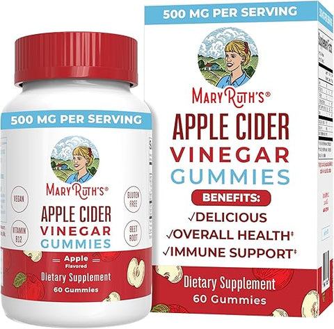 Gomas de Vinagre de Maçã | Gomas de ACV para Suporte Imunológico | Vegano | Não-OGM | Sem Glúten | 60 Unidades - MaryRuth Organics