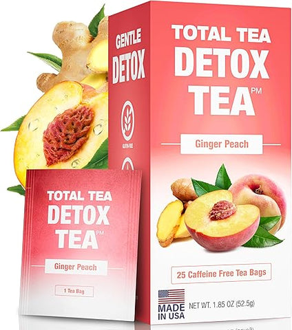 Chá Detox Total Tea Emagrecedor Sem Cafeína – Chá Detox de 25 Dias – Chá Slim Herbal com Camomila e Hibisco