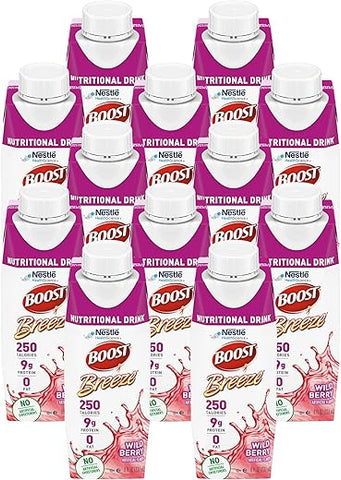 BOOST - Boost Breeze Bebida Nutricional Wildberry, 8 fl oz (Pack com 12) – Marca Boost