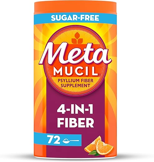 Fiber Laranja Sem Açúcar em Pó 72g – 4 em 1 para Saúde Digestiva - Metamucil