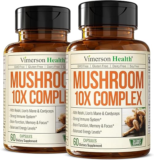 Suplemento em Pó 10 em 1 de Cogumelo – Pó de Cabeça de Leão, Cogumelo Reishi, Cordyceps, Chaga – 100g - Vimerson Health