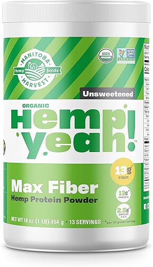 Hemp Yeah! Pó de Proteína de Fibra Máxima Orgânica, Sem Adição de Açúcar, 16oz; com 13g de Fibra, 13g de Proteína e 2.5g de Ômegas 3 - Manitoba Harvest