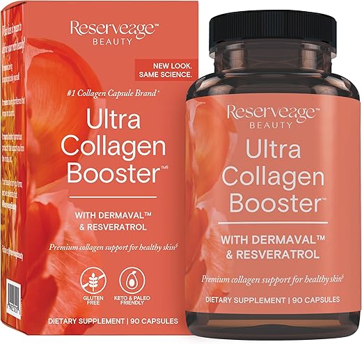 Reserveage Nutrition - Reserveage – Ultra Collagen Booster, Suplemento para a Pele, Estimula a Produção Saudável de Colágeno, 90 Cápsulas