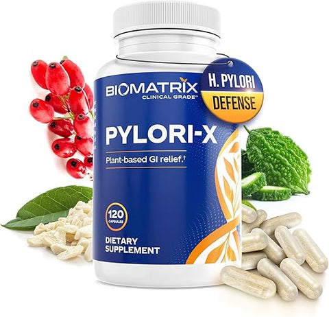 BioMatrix - Pylori-X: Defesa contra H. Pylori | Chá Matula Alternativo c/ Mastic Gum, Berberine, Zinco Carnosina, Sais de Bismuto | Equilíbrio do Microbioma, Alívio Digestivo (120 Cápsulas)