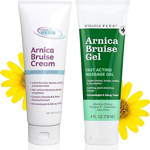 Creme de Arnica Miracle Plus para Alívio de Hematomas e Inchaços na Pele | Gel de Arnica para Hematomas | Creme Extra Forte de Vitamina K | Fórmula Hidratante para Hematomas