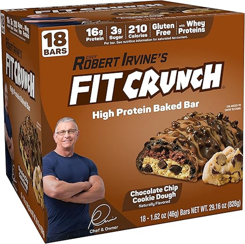 Fit Crunch - FITCRUNCH Barras de Proteína Tamanho Lanche, Criadas por Robert Irvine, Única Barra Assada de 6 Camadas do Mundo, 3g de Açúcar