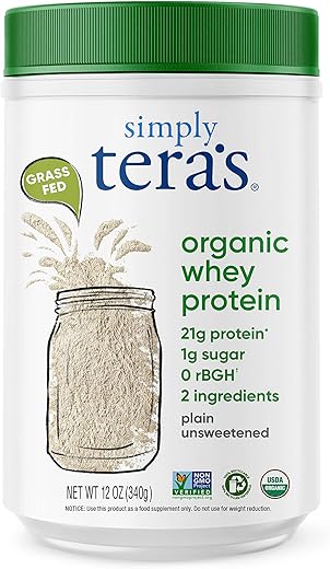 tera's - Tera’s Whey Proteína Orgânica de Soro de Leite, Grama-Fed, Natural, 12 Ounce (340g)