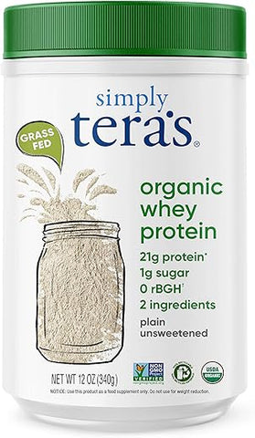tera's - Tera’s Whey Proteína Orgânica de Soro de Leite, Grama-Fed, Natural, 12 Ounce (340g)