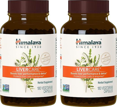 LiverCare: Fórmula Herbal para Limpeza e Suporte ao Fígado, Produção de Bile, Eliminação de Toxinas, Vegano, Não-OGM, 375 mg, 180 Cápsulas, 2 - Himalaya