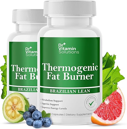 DR VITAMIN SOLUTIONS - Queimador de Gordura Termogênico para Mulheres e Homens – Supressor de Apetite para Perda de Peso – Inclui Extratos de Chá Verde para Alívio de Inchaço – Impulsionador de Metabolismo – Pacote de 2