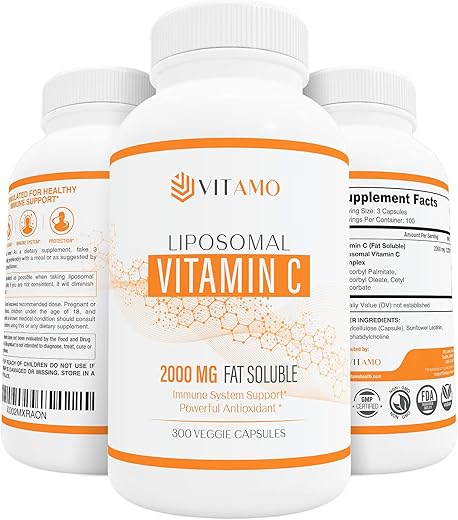 Vitamo - Vitamina C Lipossomal 2000mg | Sistema de Entrega Superior | 300 Cápsulas Suporte Imunológico