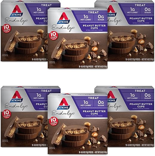 Endulge Peanut Butter Cups – Sobremesa Favorita, Baixo Carboidrato, 0g Açúcar, 60 Unidades - Atkins