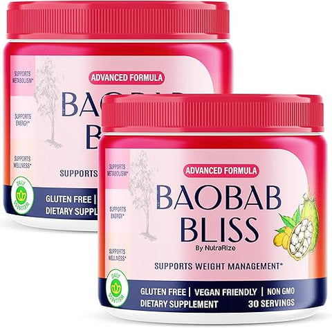 NutraRize - (2 Pacotes) Pó Baobab Bliss, o Segredo do Café Nativo Africano, Baobab Bliss Detox para Apoiar a Forma Física
