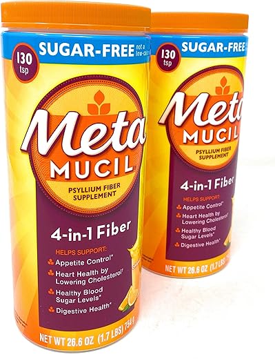 Suplemento de Fibra Sem Açúcar, Sabor Laranja – 260 Porções - Metamucil