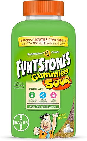 Bayer - Flintstones Gummy Multivitamínico Azedo para Crianças com Vitamina C, B6, B12, A – Marca Flintstones