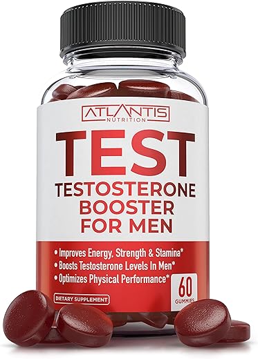 Atlantis Nutrition - Gummies de Aumento de Testosterona para Homens – Potencializador Masculino, Aumenta Energia