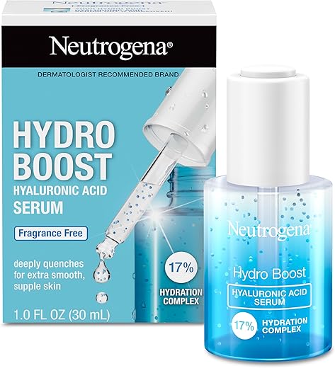 Hydro Boost Serum Facial com Ácido Hialurônico e Vitamina B5, Hidratante Leve para Pele Seca, Livre de Óleo, Não Comedogênico, Sem Fragrância, 30 ml - Neutrogena
