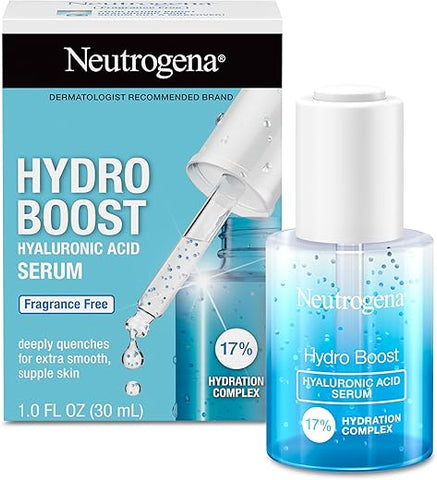 Hydro Boost Serum Facial com Ácido Hialurônico e Vitamina B5, Hidratante Leve para Pele Seca, Livre de Óleo, Não Comedogênico, Sem Fragrância, 30 ml - Neutrogena