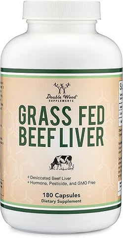 Double Wood Supplements - Cápsulas de Fígado Bovino (1.000mg de Fígado Bovino Desidratado de Pasto por Porção, 180 Cápsulas, Suprimento de 3 Meses) – Digestão, Saúde Imunológica, Energia