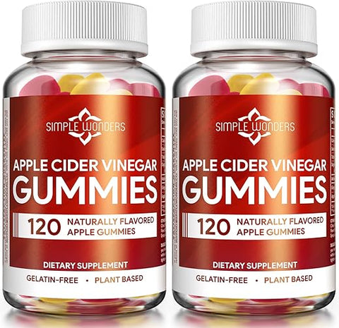 SIMPLE WONDERS - Gomas de Vinagre de Maçã com A Mãe – Gomas de ACV para Desintoxicação e Limpeza – Marca Apple Cider Vinegar