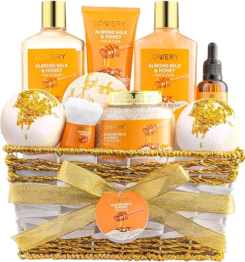 LOVERY - Cesta de Presente para Mulheres – 10 Pc Leite de Amêndoa 100g