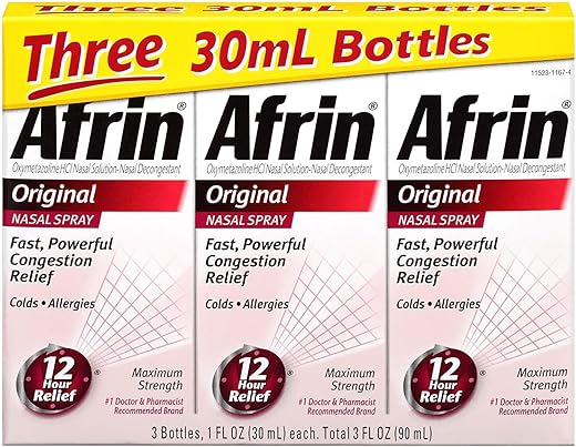 Original Spray Descongestionante Nasal 12 Horas – 3 frascos, 30 mL cada. Total 90 mL - Afrin