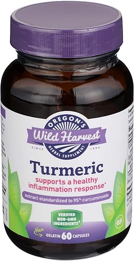 Oregon's Wild Harvest - OREGONS WILD HARVEST Cúrcuma, 60 CT – Benefícios para a saúde, 100% natural | Marca OREGONS WILD HARVEST
