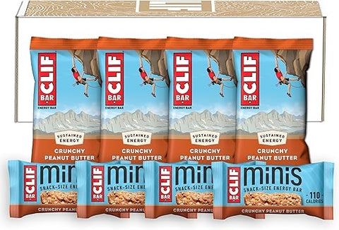 Clif Bar - CLIF BAR – Barras Energéticas Crocantes de Manteiga de Amendoim – Tamanho Grande e Mini – Feitas com Aveia Orgânica – Não-OGM – Baseadas em Plantas – 68g e 28g (20 Unidades)
