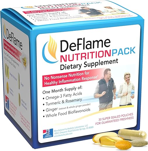 Anabolic Laboratories - DeFlame Nutrition Pack – 30 Pacotes Diários de Multivitaminas – Ômega 3 Óleo de Peixe com EPA e DHA, Alecrim, Bioflavonoides, Gengibre, Curcumina Cúrcuma – Marca DeFlame