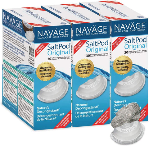 SaltPod Bundle 3 – 30 Pacotes (90 SaltPods) – Recargas Exclusivas para o Sistema de Irrigação Nasal Navage – Enxágue Sinusal e Pods de Soro Fisiológico - Navage